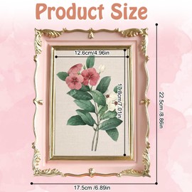 Vintage Resin Photo Frame, Pink Ornate Antique Picture Frame with Gold Trim, Suitable for Home, Office, Desk, Wall, Tabletop Display, 8.86×6.89in