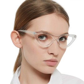 MARE AZZURO Cat Eye Computer Reading Glasses Women Blue Light Blocking Readers 0 100 125 150 175 200 225 250 275 300 350 400 500 600 (Transparent, 3.0)