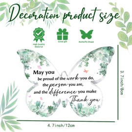 Regalos de agradecimiento para mujeres, regalos de agradecimiento de mariposa para compañeros de trabajo, profesor, mujeres, mamá, amigos, decoración de oficina verde salvia, accesorios de decoración