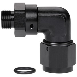Podavelle 8AN Female Flare Swivel to 6AN -6 ORB Male O-ring Boss 90 Degree Fitting Adapter Aluminum Black