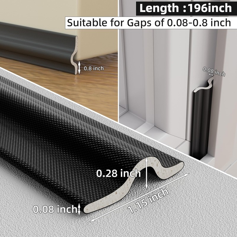196 inch Weather Stripping for Windows Doors,Self-Adhesive Window Draft Stopper