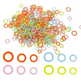 Sixfolo Pack of 300 Stitch Markers Knitting Ring Colourful Knitting Markers Plastic Row Markers Crochet Various Knitting Counter for Knitting Tools DIY, 14 mm + 12 mm + 10 mm, 3 Sizes