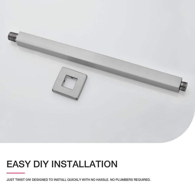 TRUSTMI Brushed Nickel Shower Arm with Flange, 16 Inch Ceiling