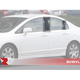 Rvinyl Rtrim Pillar Post Decal Trim Compatible with Honda Civic 2006-2011 (Sedan) - DIY Vinyl Pillar Post Trim - Gloss (Black)
