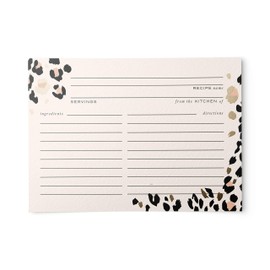 50 Gold Foil Cheetah Print Recipe Cards from Dashleigh, 4x6 inches, Double-Sided