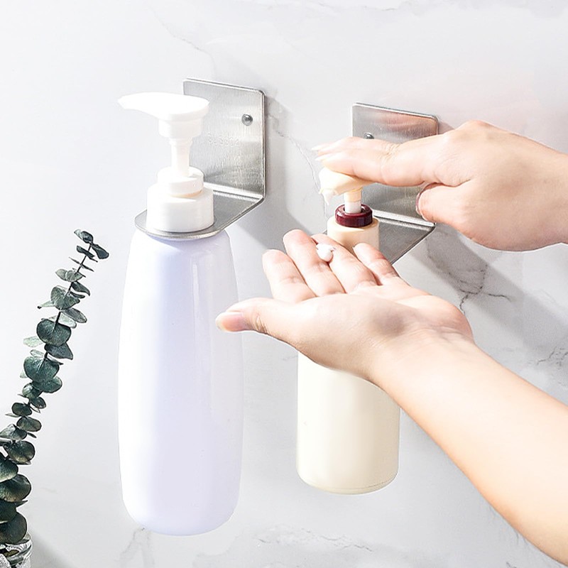 3 Pcs Soap Bottles Dispenser Holder Stainless Steel Silver Wall