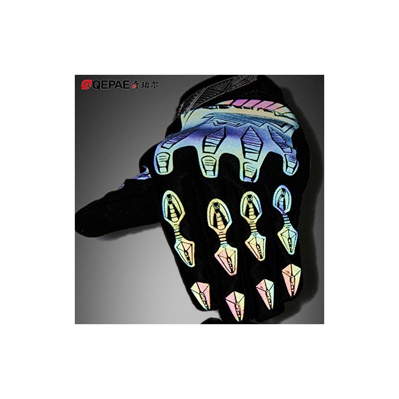 QEPAE Reflective Cycling Gloves Sports Gel Gloves (Black, M)