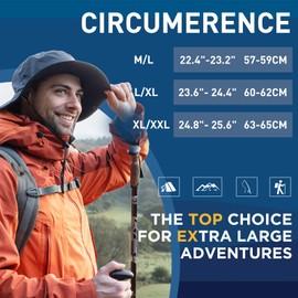 Oversized XL X-Large Waterproof Winter Bucket Fleece Lined Rain Hat Extra Large Big Head Men Women Hiking Cold Weather Fishing Outdoor 60-62CM Navy Blue