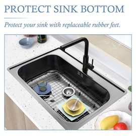 BEHOK Sink Protection Grid 28-3/8" x 15-3/8", Rear Drain with Corner Radius 1-1/2", 304 Stainless Steel for Kitchen Sink BH-2815 Sink Grate
