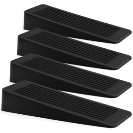 Rubber Door Stop 4 Pack, Door Stoppers for Floor, Door Stops Indoors, Door Wedge, Non-Slip Rubber Door Stopper, Door Wedges Indoors, Ideal for All Floor Types, Black