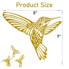 Metal Hummingbird Outdoor Wall Art Decor-Colorful Birds Wall Decorations Hanging Decor Ornaments-Modern Abstract Silhouette Wall Sculpture for Kitchen Patio Bedroom Living Room Bathroom Fence Balcony