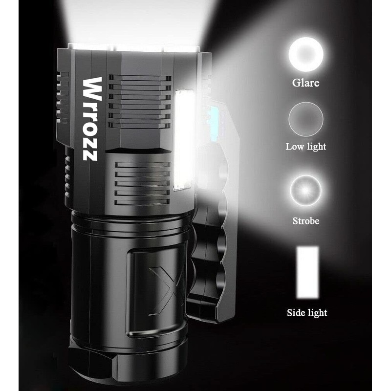 Wrrozz LED Flashlight USB Rechargeable, High Lumens Tactical Light with
