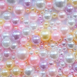 2000PCS No Hole Pearls for Crafting Vase Fillers Mixed Sizes 4/5/6/8/10/12mm Dazzling Round Beads Kit Without Hole Pearls for Wedding Deocation Table Scatter Candles Fillers Centerpieces