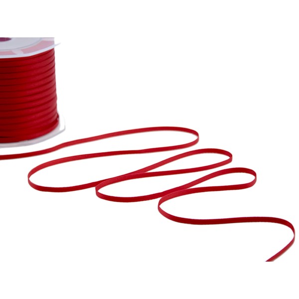 Furlanis - Double Satin Ribbon, Italian Fabric - Red, 3 mm x 50 m