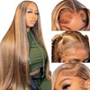 kocorose 34Inch Honey Blonde Ombre Lace Front Wig Human Hair