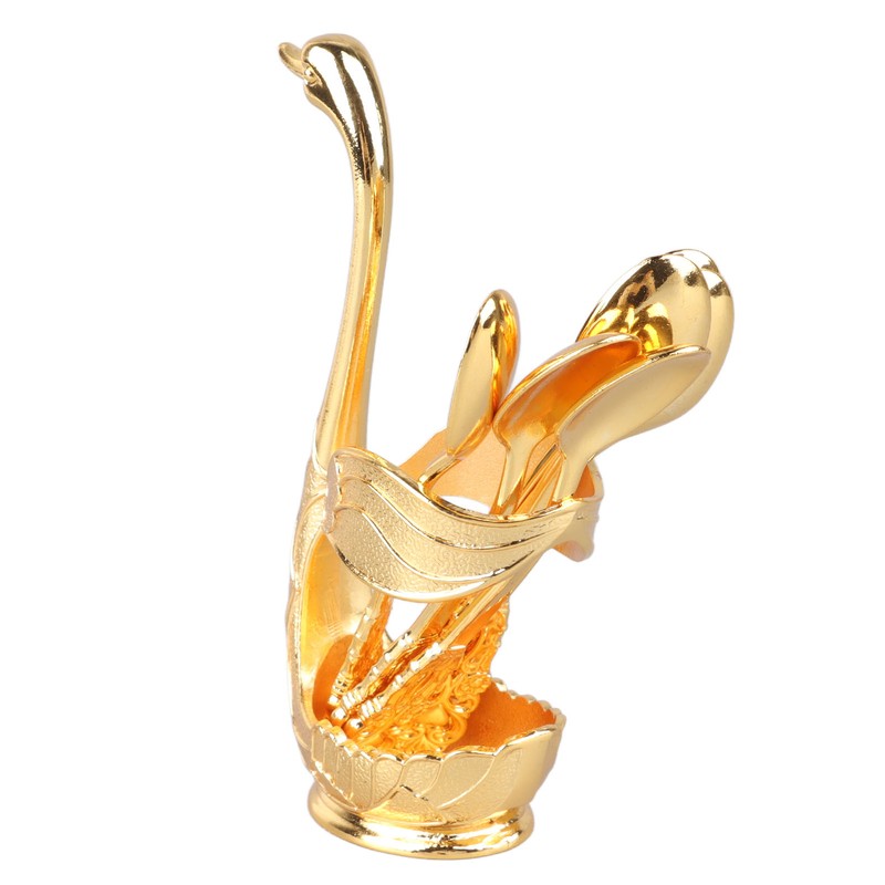 Coffee Spoon Holder Elegant Swan Shaped Alloy Mirror Polish Rich