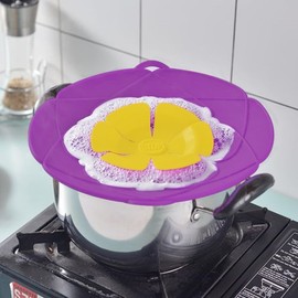 Sprint4deals Purple Silicone Pot Lid Spill Stopper – Reusable Boil Over Guard for Pots and Pans, Heat-Resistant Kitchen Gadget Tool, Anti-Overflow Cover