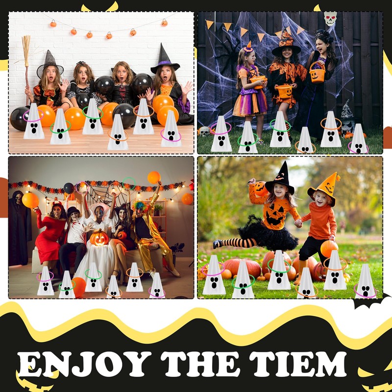 24 PcsHalloween Ring Toss Game Outdoor Carnival Party Games Include