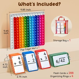 JoyCat Math Fidget Toys, Math Game with Addition, Subtraction, Multiplication, Division Flash Cards or Time Table, Math Flash Cards + Pop Fidget Chart - Style: Math Flash Cards + PopIt
