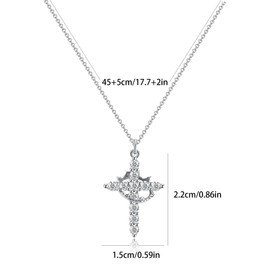 Tomovely Cross Necklace for Women-Cute 14k Gold Plated Crown Cross Pendant Necklaces Simple Diamond Gold Necklaces Faith Cross Jewelry (silvery)