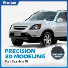 Vizotae Headlights Assembly for 2002 2003 2004 Honda CR-V Halogen Headlamp Replacement, High/Low Beam W/Bulbs, Driver & Passenger Side