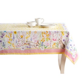 Maison d' Hermine Tablecloth 100% Cotton 160cm x 220cm Washable Square Tablecloth Decorative Tablecloth for Mother's Day Gifts, Buffet Parties and Camping, Easter Zest - Spring/Summer