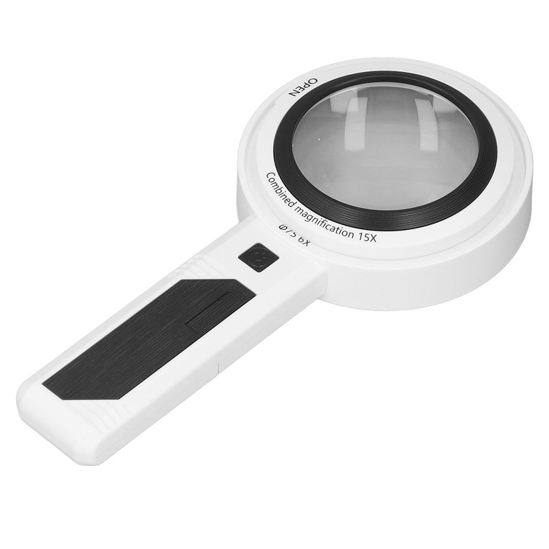 Reading Magnifying Glass 15X Magnification 3 Colors Adjustable LED Illuminated
