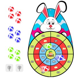 Easter Decorative Toy, Easter Bunny Velcro Dartboard with Sticky Balls, Easter Toy Dartboard Children Easter Party Gifts, Throwing Game for Indoor and Outdoor Children Boys Girls