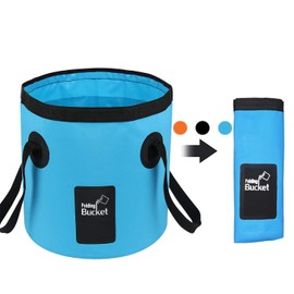 Pranski Folding Bucket, Large Capacity, 3.5 gal (12 L), 7.6 gal (20 L), For Fishing, Household Goods, Cleaning, Washing, Travel, Outdoor, Car, Car Wash, Multi-functional, Compact, Portable (Blue)