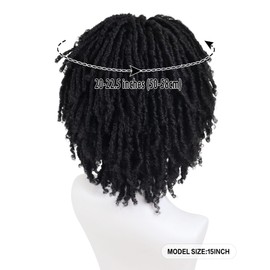GNIMEGIL Mens Dreadlock Wig Black Curly Male Fake Dreads Loc Short Braided Wig with Bangs Realistic Twist Rasta Wigs Roleplay