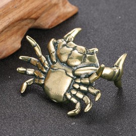 ABOOFAN Powerful Crab Ornaments Funny Crab Pen Holder Creative Pen Holder Gold Crab Statue Vintage Crab Statue Pencil Holder Fish Tank Decor Office Desk Display Decorations Golden Alloy