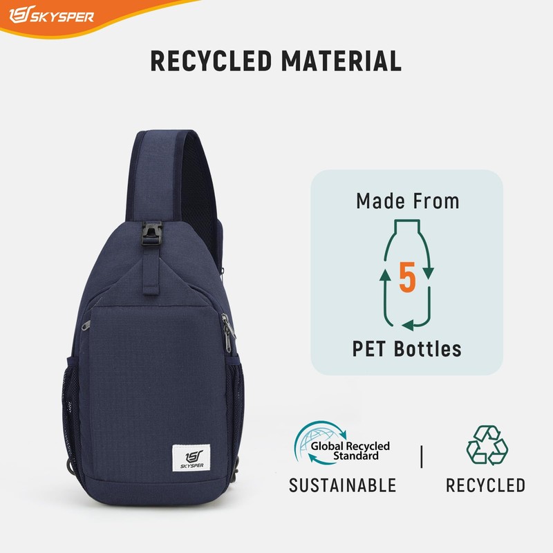 SKYSPER Sling Bag RFID Cross Body Bag Recycled Crossbody Backpack