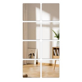LTENG Acrylic Mirror Sheet shatterproof Mirrors,Adhesive Mirror for Wall, Full Body Mirrors,Unbreakable Mirror, 8Pcs (8'' x 8'')