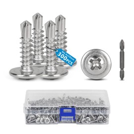 SUPAWAY Pack of 300 M4.8 x 19 mm Self-Tapping Screws Stainless Steel Flat Head Drilling Screws Countersunk Head with Bits Phillips Round Head Drilling Screws Trapezoidal Sheet Metal Screws for Sheet