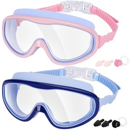 EasYoung 2-Pack Kids Swim Goggles, Swimming Goggles for Children and Early Teens from 3 to 15 Years Old, Wide Vision, Anti-Fog, Waterproof, UV Protection