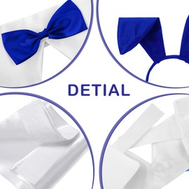 SATINIOR Bunny Costume Set Rabbit Ear Headband Collar Bow Tie Costume Cuffs Rabbit Tail for Easter Party (Royal Blue)