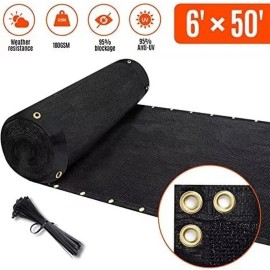 AofeiGa 180GSM 6ft x 50ft Fence Privacy Screen Heavy Duty Fence Cover Garden Wall Bac...