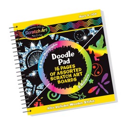 Melissa & Doug Scratch Art Doodle Pad with 16 Scratch-Art Boards and Wooden Stylus - FSC Certified