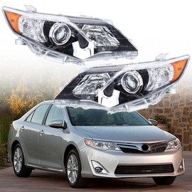 GENRICS Headlight Assembly Pair Replacement for 2012-2014 Toyota Camry SE Projector Left and Right Headlights Front Head Lamps