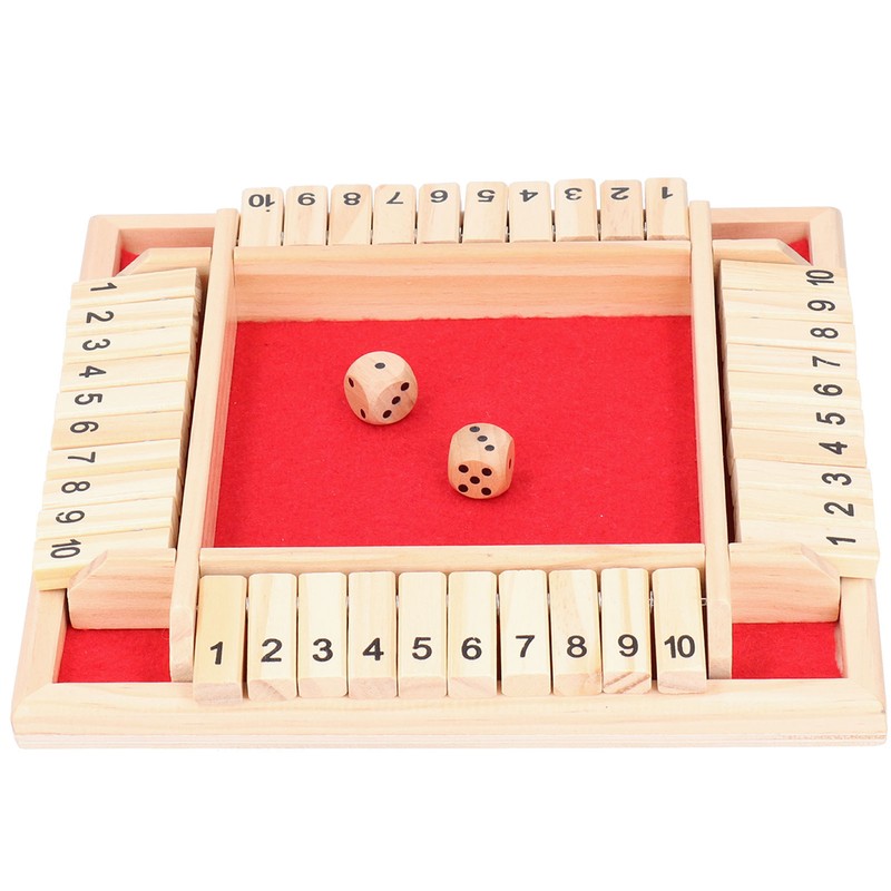 Wooden Number Board Dices Game Set Toy for 4 People