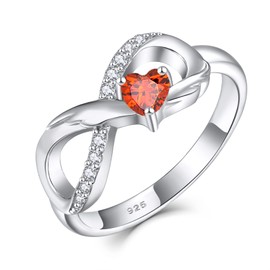 STARCHENIE Infinity Promise Ring 925 Sterling Silver Angel Wings Heart Garnet Ring for Women Size 10