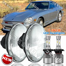 JESUO 2PC 7inch Round LED Headlight Hi/Lo Beam For Datsun 280ZX/240Z/260