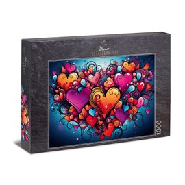 Ulmer Puzzleschmiede - Puzzle 1000 Pieces "Herzlichkeit" - Lively Creative Heart Collage with Sweeping Symbols Heart Puzzle with Quality Made in Germany