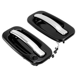 HECASA Door Handle Compatible with 1999-2007 Chevy Silverado Sierra 1500/2500/3500 Yukon Tahoe Escalade Replace for 5182419 15745149 FL w/Key Hole, Black+Chrome 2PCs (Front, Left & Right)