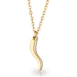 inSCINTILLE Women's Stainless Steel Lucky Horn Necklace with Adjustable Chain, Stainless Steel, Enamel