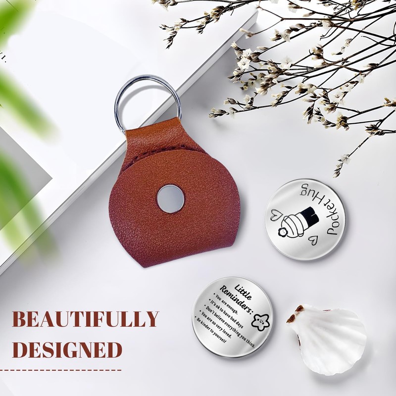 Kabwea Positive Hug Token with Practical Leather Bag, Ideal as
