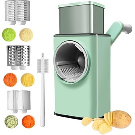 RizzRosa Cheese Grater with 3 Blades - Mandoline Vegetable Slicer Vegetable Chopper with Strong Suction Base, Cheese Vegetable Cutter for Potato, Vegetable, Cheese, Salad, Kitchen