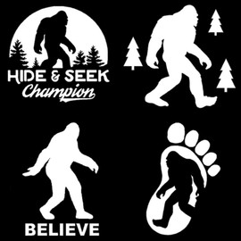 Sasquatch, Bigfoot, Hide and Seek Champion Decals (White, Large ~5")
