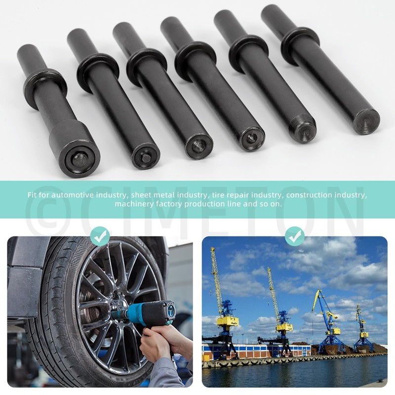 Cimeton 7PCS Pneumatic Air Rivet Tool Carbon Steel Hammer Head