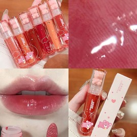 6 Colours Bear Hydrating Lip Gloss Liquid Lipstick Set Cute Jelly Moisturising Sweet Lip Glaze Set Bear Beauty Make Up